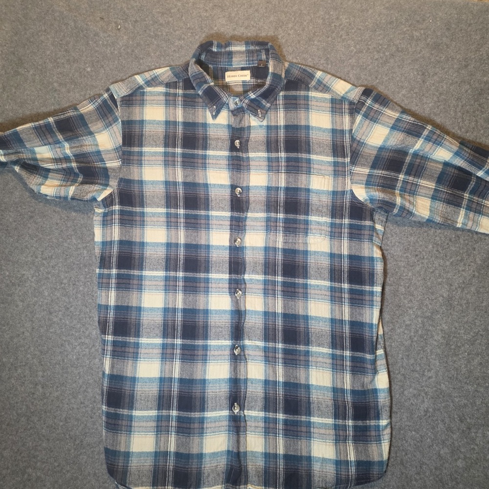 Hobbs Creek Mens Sz L Blue/Green Plaid Flannel Long Sleeve Button-Up Shirt 302